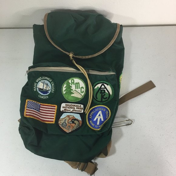 Bags Vintage Hiking Backpack With 8 Travel Patches Green Made In Usa Appalachian Poshmark
